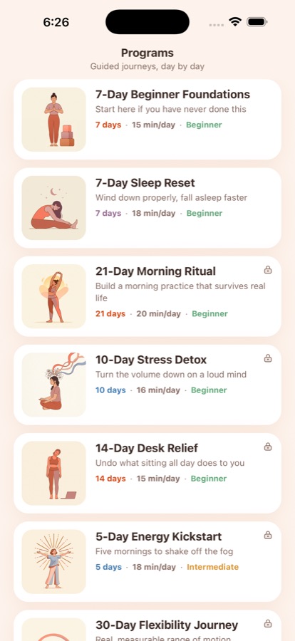 The seven structured Dtox programmes